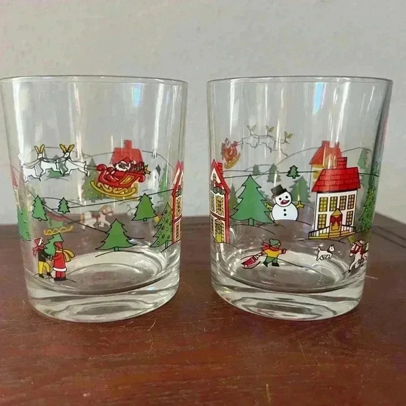 Jamestown, The Joy of Christmas, 14oz Glassware, Old Fashioned, Set of 2 60s - Picture 1 of 8